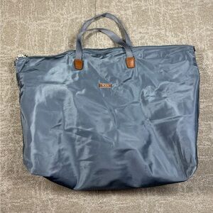 Tumi Just In Case Travel Tote Packable Blue Leather Trim Suit Case Bag Large